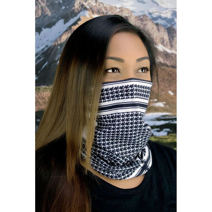 zan headgear motley tube fleece houndstooth black white one size
