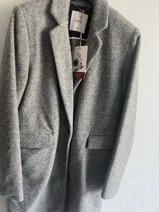 Шерстяное пальто бойфренд pull&bear
