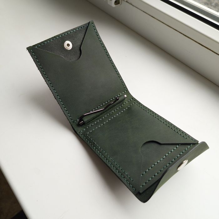 Шкіряний гаманець, затискач, зажим, кошелек. Ручна робота . Гарантія