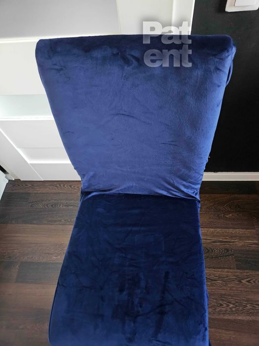 Welurowe pokrowce na krzesła 4 sztuki miękkie granatowe