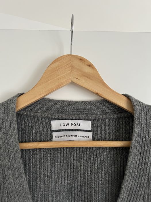 Сірий кардиган з вовни Low Posh, 100% вовна