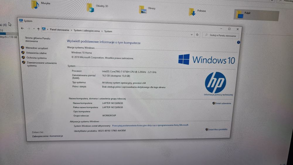 Laptop HP Pawilion, 17 cali, i7-8750H, 16GB, 128 SSD+2TB, GTX 1050