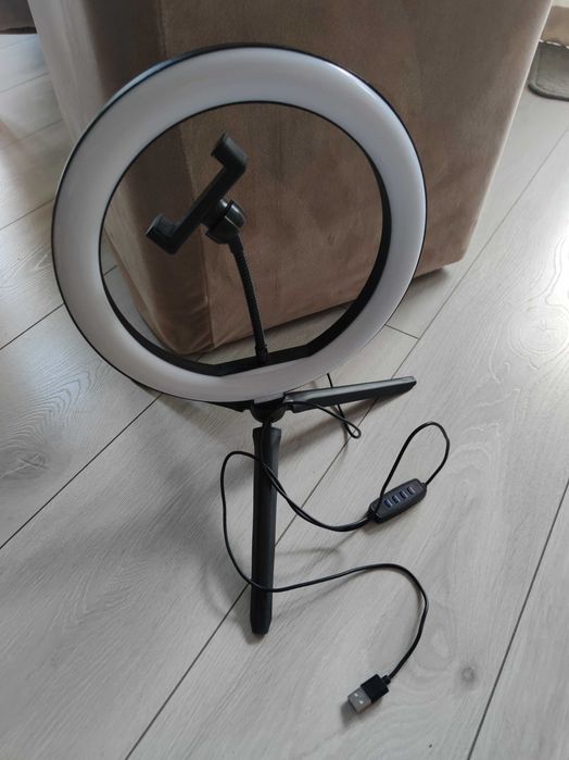 Lampa pierścieniowa LED, uchwt na telefon, statyw stołowy