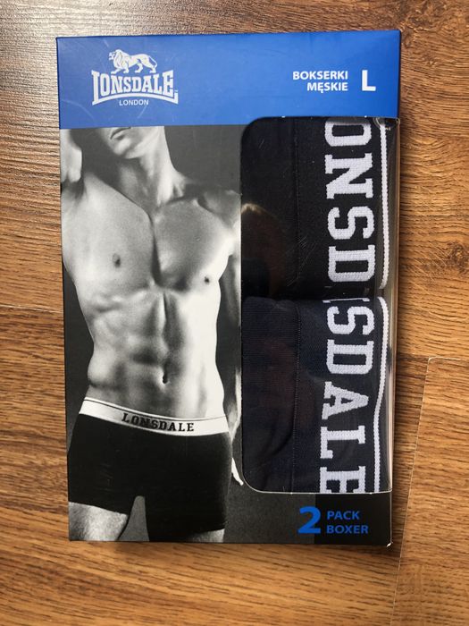 Bokserki męskie Lonsdale 2 sztuki czarne granatowe majtki L