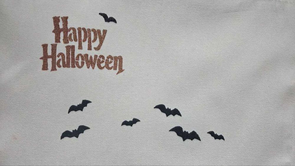 Hand-Painted Halloween Cotton Tote Bag