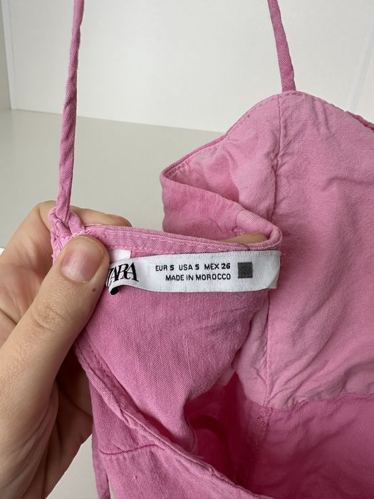 Рожева сукня Zara (льон та віскоза) розмір S