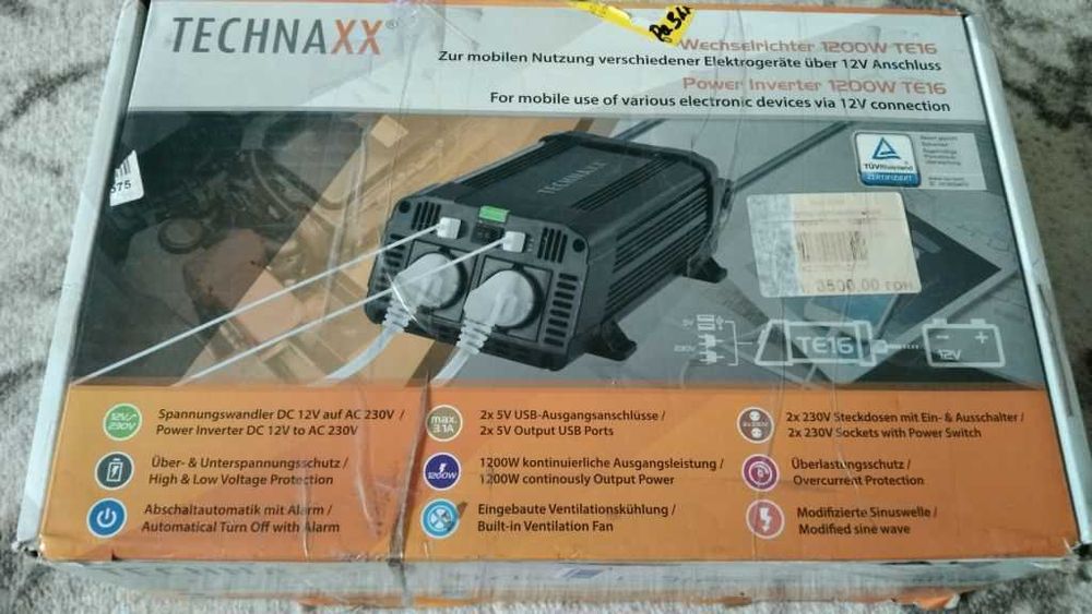 Инвертор Technaxx 1200W TE16 Модифікована синусоїда