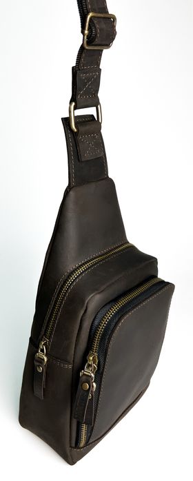 Сумка чоловіча слінг на плече бананка sms15(30) коричнева