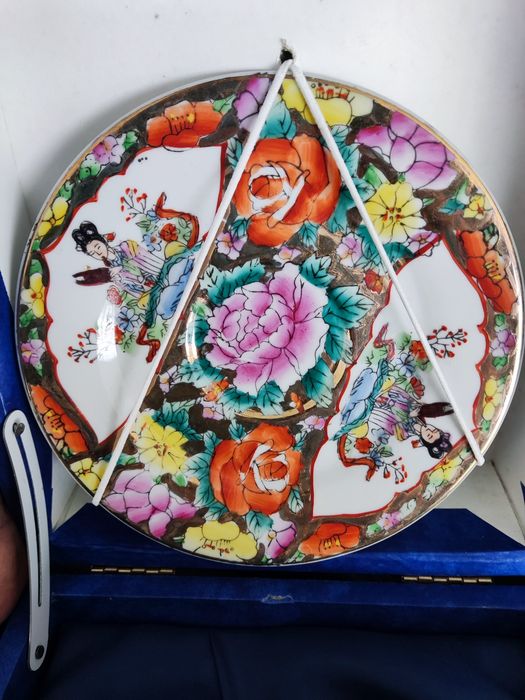 Conjunto de chávena e pires pintura chinesa