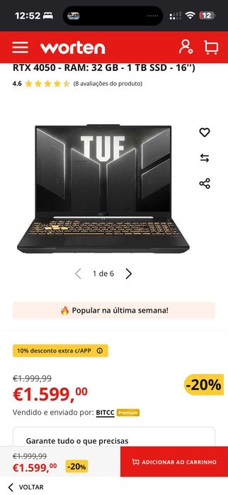 Portátil Gaming ASUS TUF F16 FX607VU