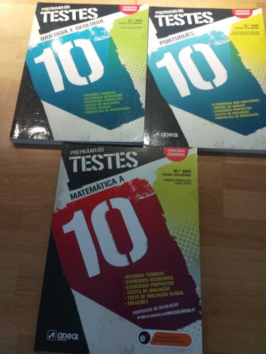 Livros Preparar os Testes,Areal, 10º ano, BG, MAT A, PORT