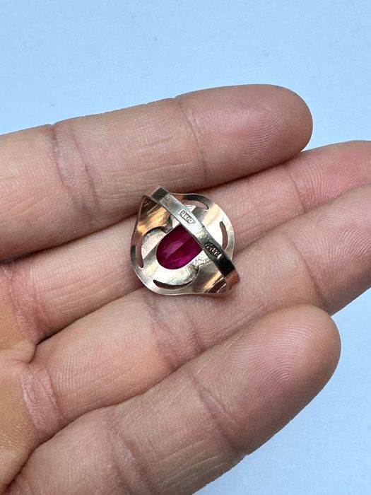 Pierścionek srebrny, gwiazda pozłacana próba 875. ZSRR