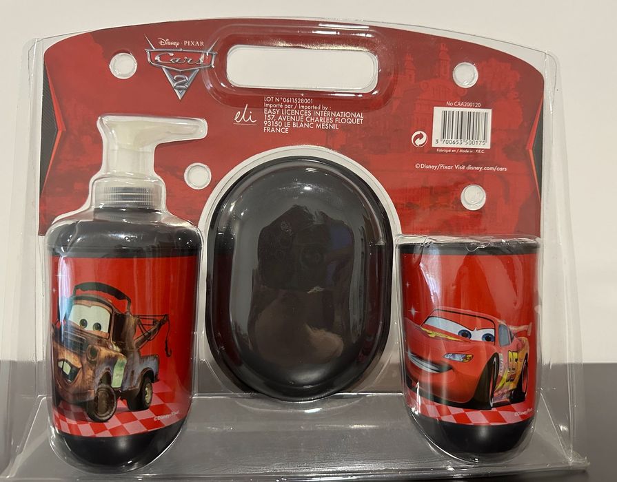 Conjunto Copo e Saboneteiras Carros NOVO