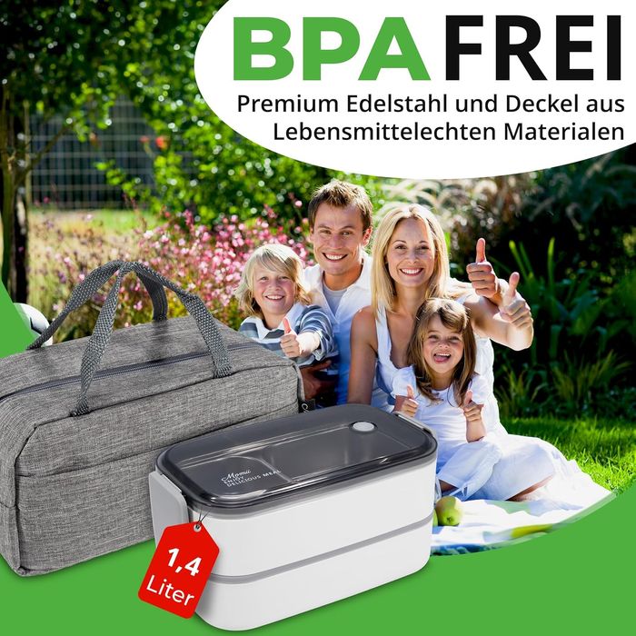 Pojemnik na lunch momii z torbą i sztućcami, 800 ml, biały