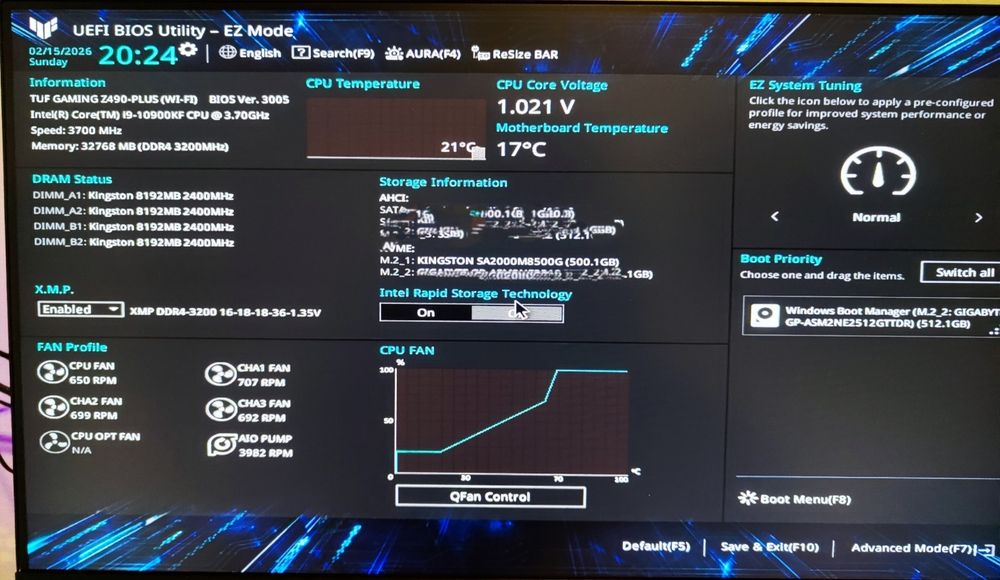 PC Kit - Z490, 240 AIO Cooler, i9-10900KF, 32GB  DDR4, 512 GB NVME