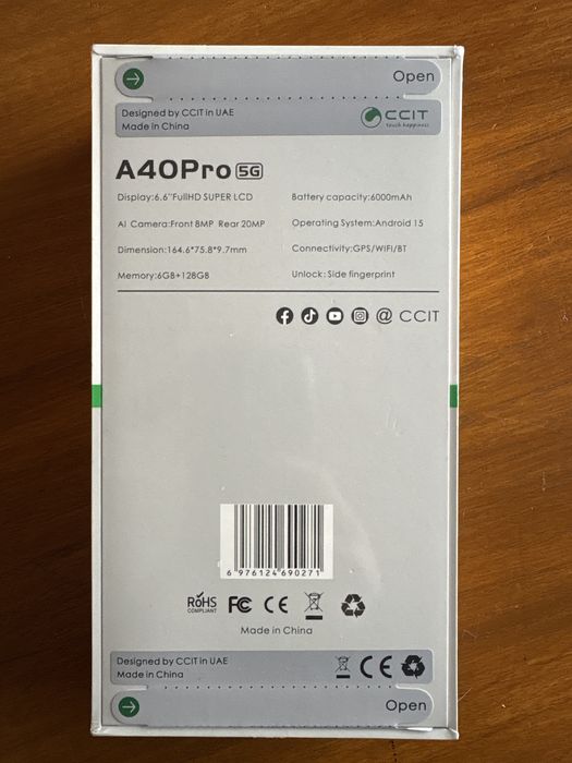 Telemovel Android Novo CCIT A40 Pro 5G