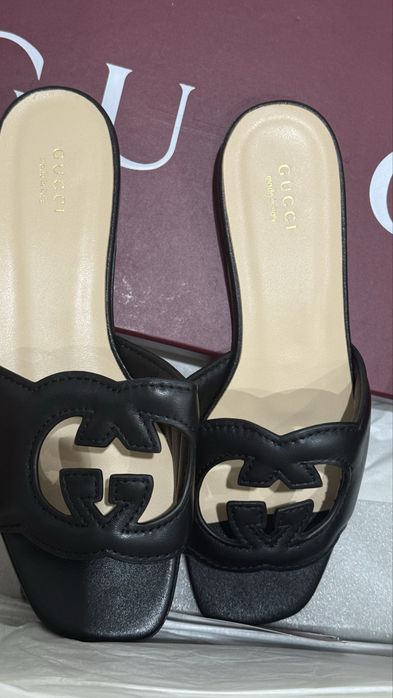 Gucci klapki 38 czarne skóra nowe