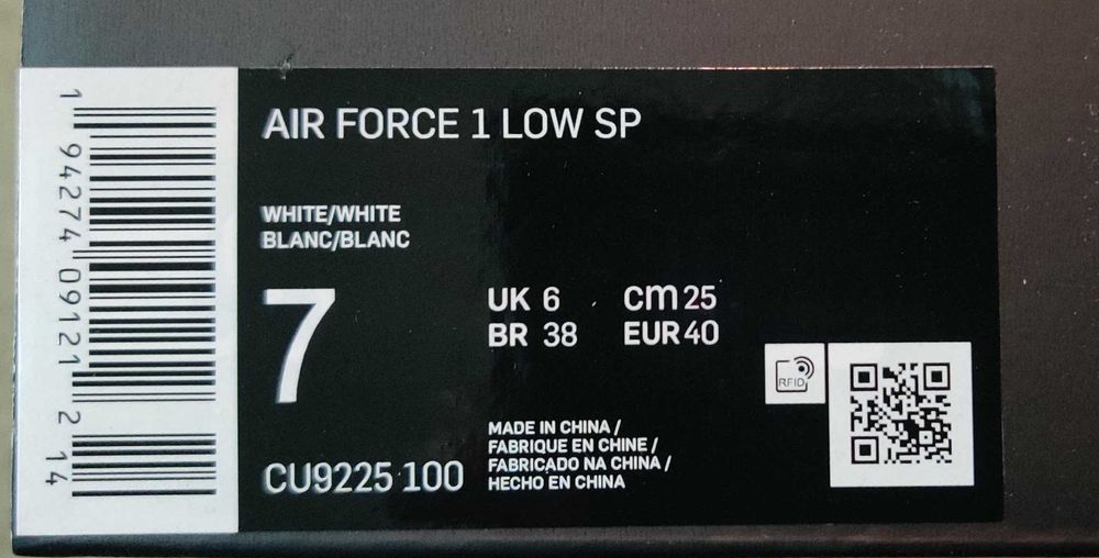 Sapatilhas Nike Air Force 1 x Supreme brancas (tam. 40, 43)