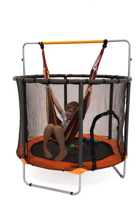 Дитячий батут з сіткою та регульованою ручкою 140 см WCG PlayPro до 120 кг + 4 подарунки (гамак, боксерський набір, кільця, кульки