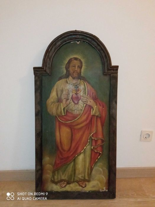 Quadro antigo pintado sobre madeira