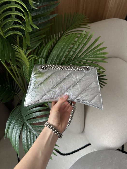 Жіноча сумка Balenciaga Crush Small Chain Bag Quilted in Silver