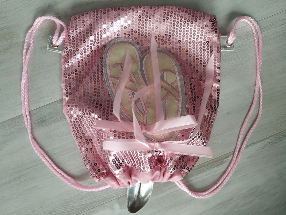 Różowy cekinowy worek plecak dla baletnicy