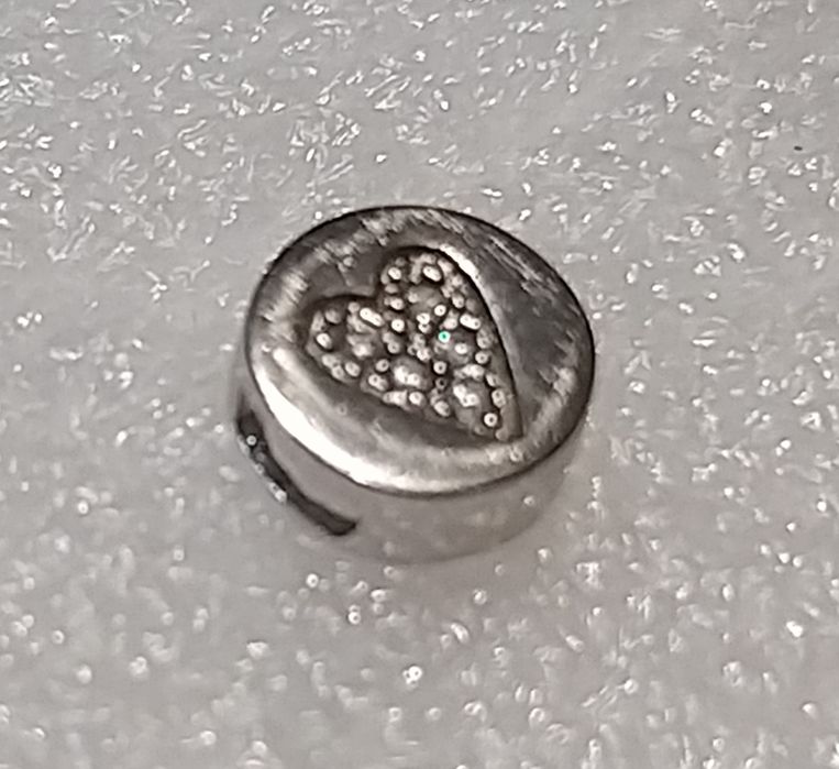 Beads/ Charm srebrne serce z cyrkoniami YES