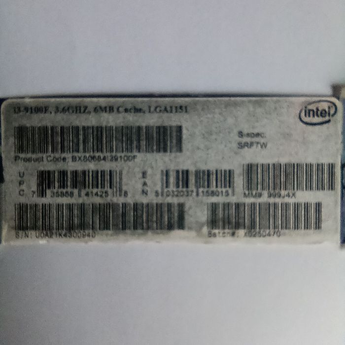 Procesor Intel Core i3 9100f