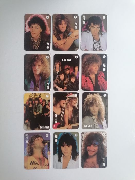 Conjunto de 12 calendários numerados de 1992 banda americana Bon Jovi