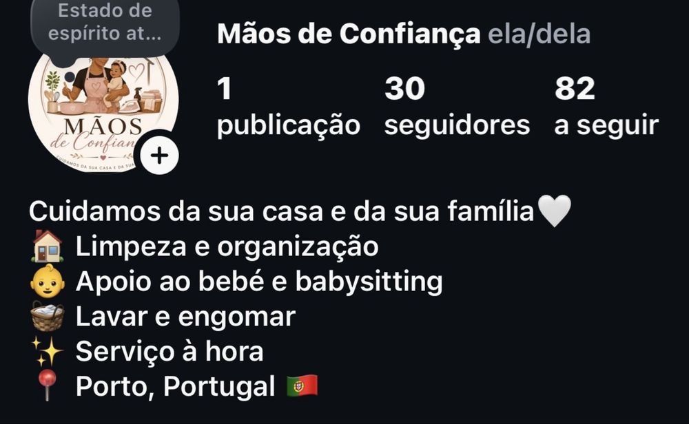 Limpeza/Babysitting/serviço a hora.