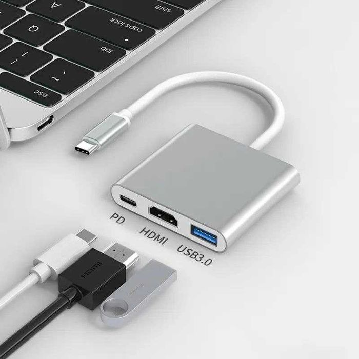 Хаб конвертер Type-C - HDMI USB 4K SmartGo переходник перехідник