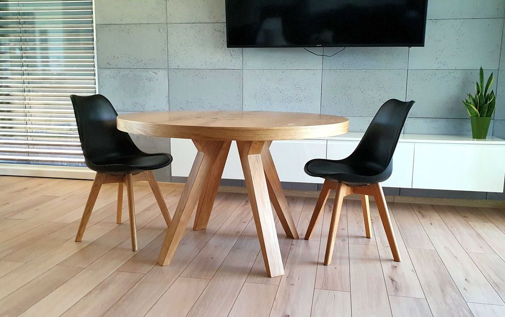 Nowoczesny stół dębowy okrągły rozkładany 2x50cm Loft 7