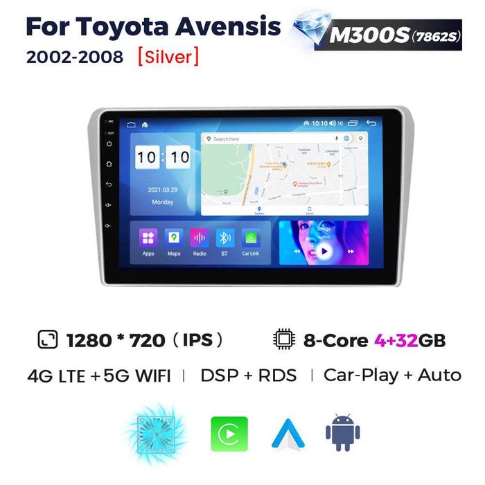 Магнітола Toyota Avensis T25 Т27 Android gps навігація тойота авенс