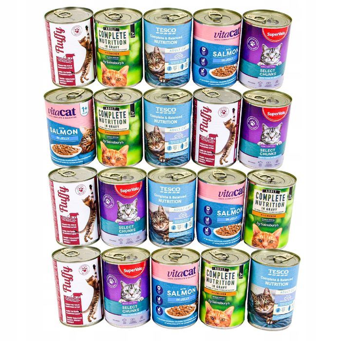 20 Szt. X 400G Karma Mokra Dla Kota Puszka Pakiet  Mix Smaków