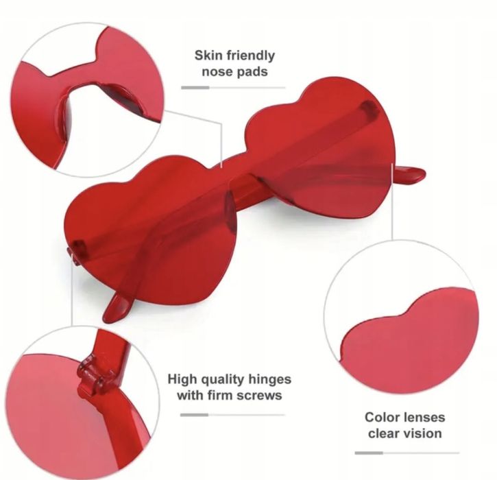 Okulary SERCA party zestaw 12 sztuk Fotobudka wesele ślub impreza