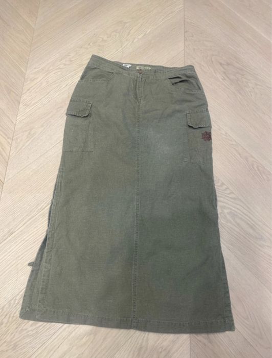 Spódnica len i bawełna khaki L reserved
