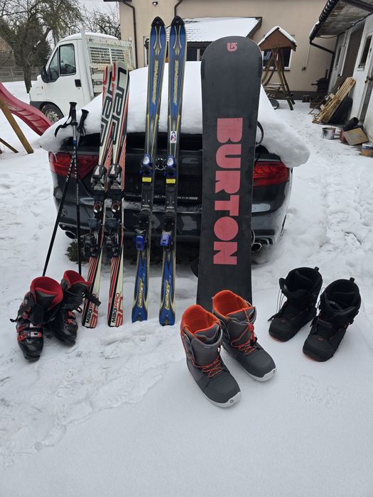 Narty snowboard deska buty kijki Elan Burton Salomon