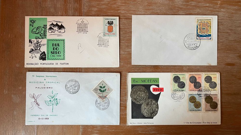 Estado da Índia - Lote de 8 Envelopes comemorativos e FDC