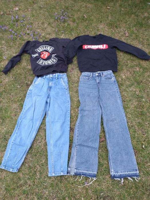 Zestaw jeansy 2 pary i 2 bluzy rozmiar 32