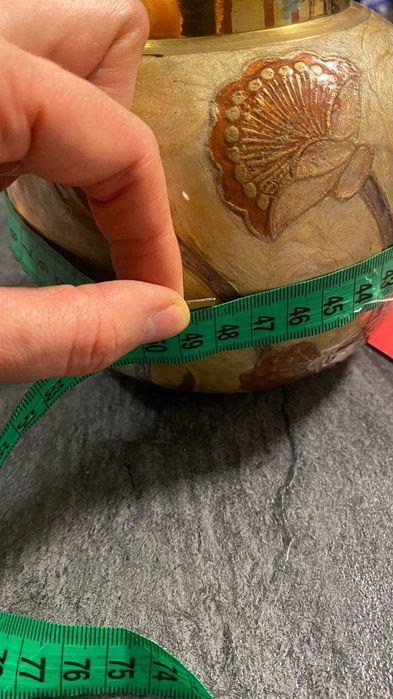 Винтажная массивная банка-урна с крышкой из латуни и эмали