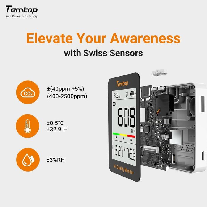 Temtop C1 Miernik CO2, termometrem i higrometrem