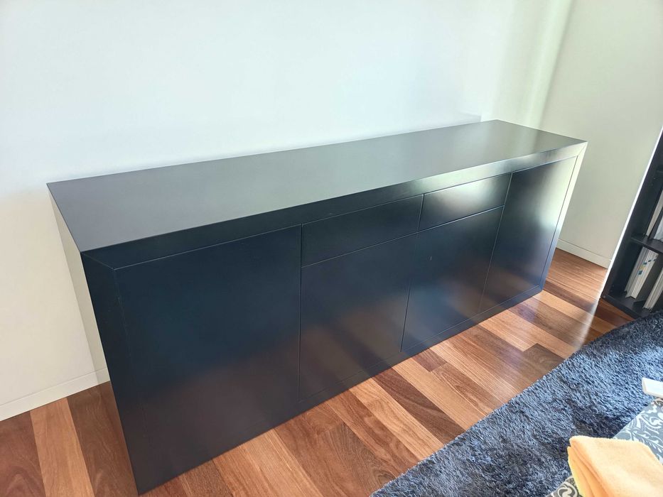 Conjunto sala mesa e aparador preto