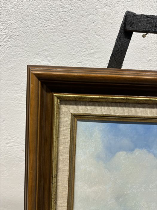 Piękny obraz w drewnianej oprawie pejzaż