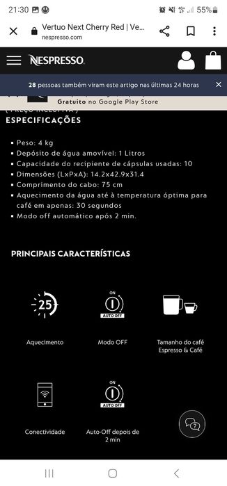 Maquina café Nespresso Vertuo next