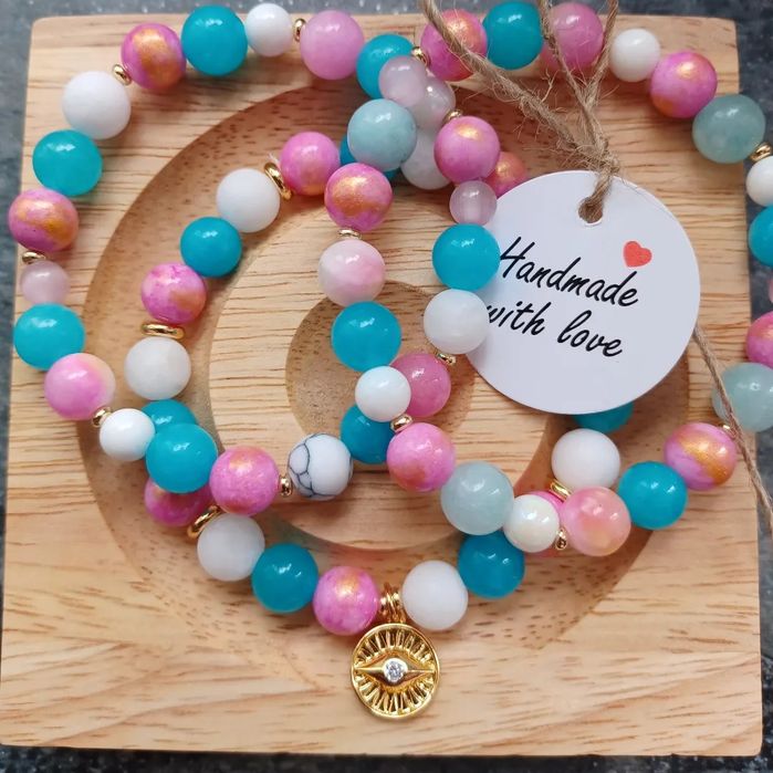 Bransoletki 3w1 z kamienia naturalny Handmade
