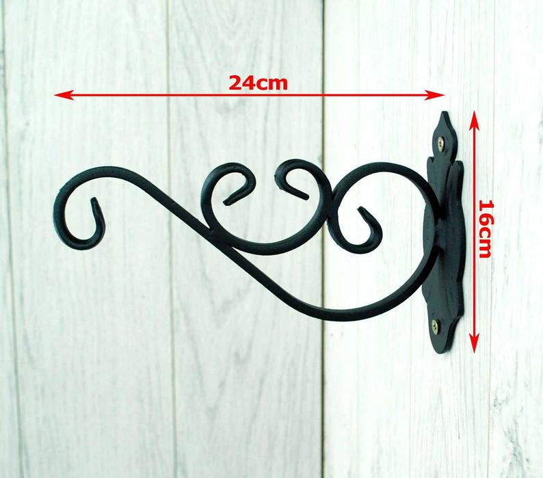Wieszak Hak Uchwyt metalowy kuty na doniczkę - Czarny RAL 9005 (W71)