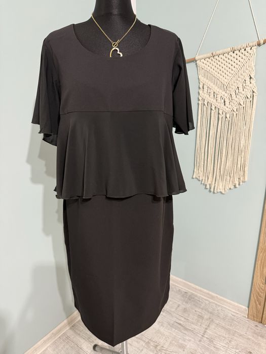 Kartes Moda elegancka czarna sukienka L, XL na komunię chrzest imprezę