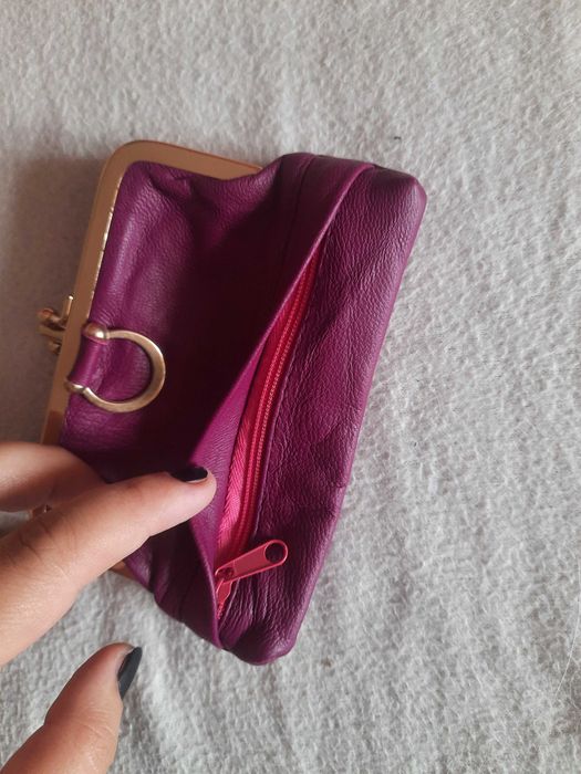 Portmonetka skórzana damska, piękny fiolet!