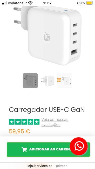 Carregador 100W usb-c GaN
