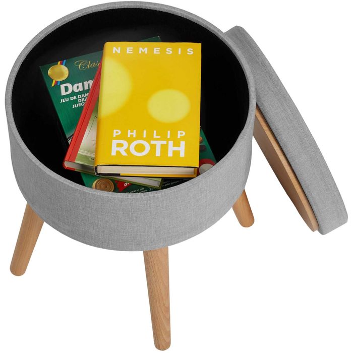 Stołek ze schowkiem Yara jasnoszary lub piaskowy OUTLET